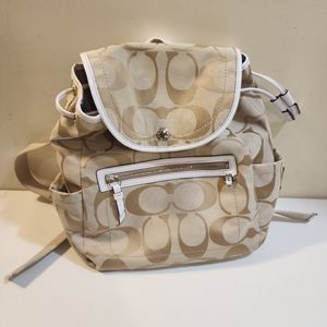 COACH Daisy beige and white backpack